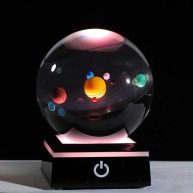 3D Crystal Ball with Solar System Model and LED lamp Base