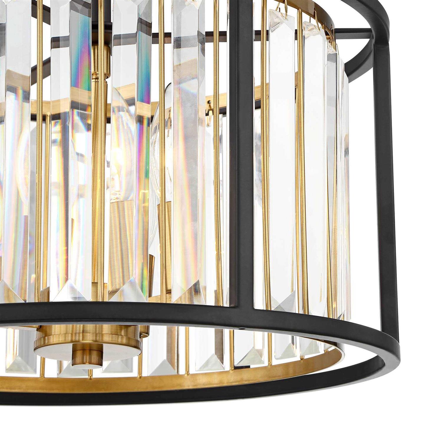 Possini Euro Design Milne Modern Ceiling Light Semi Flush Mount Fixture 14 Wide Bronze Outer Brass Inner Cage Frame Clear Crystal for Bedroom - Image 5