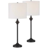 360 Lighting Lynn Modern Industrial Buffet Table Lamps 26 High Set of 2 Black Metal Drum Shade for Bedroom Living Room Bedside