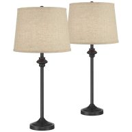 360 Lighting Lynn Modern Industrial Buffet Table Lamps 26 High Set of 2 Black Metal Drum Shade for Bedroom Living Room Bedside