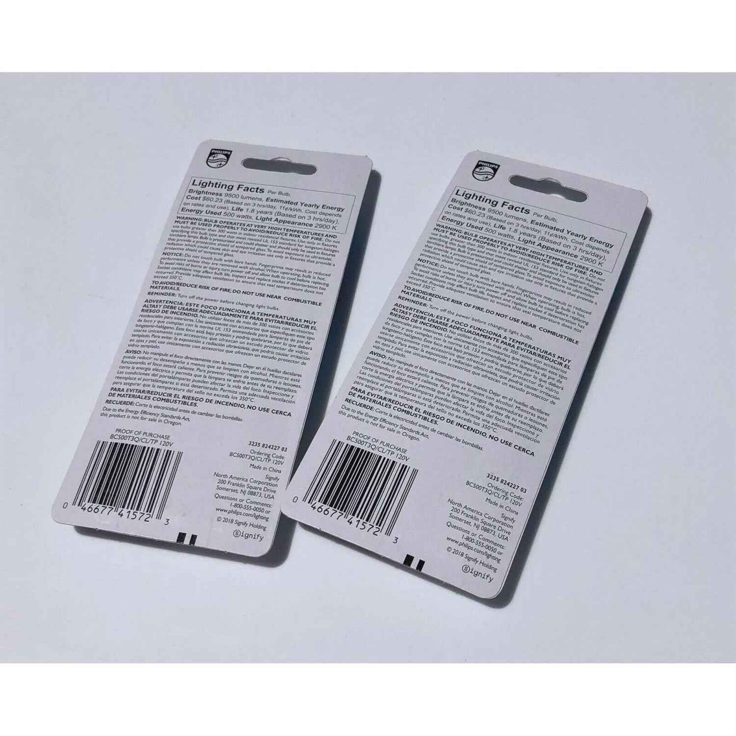 Phillips T3 Double-Ended Dimmable Halogen Light Bulb, 500 W – 2 pack - Image 2