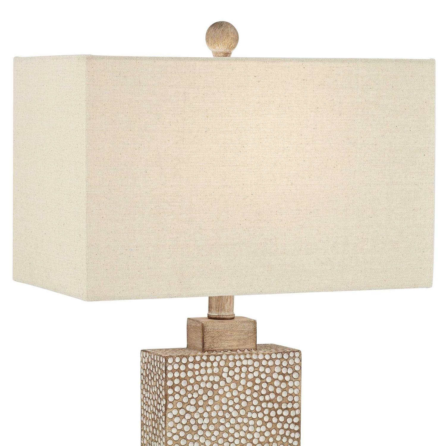 360 Lighting Caldwell Rustic Farmhouse Table Lamps 26 3/4 High Set of 2 Earth Tone Hammered Oatmeal Fabric Rectangular Shade for Bedroom Living Room - Image 3