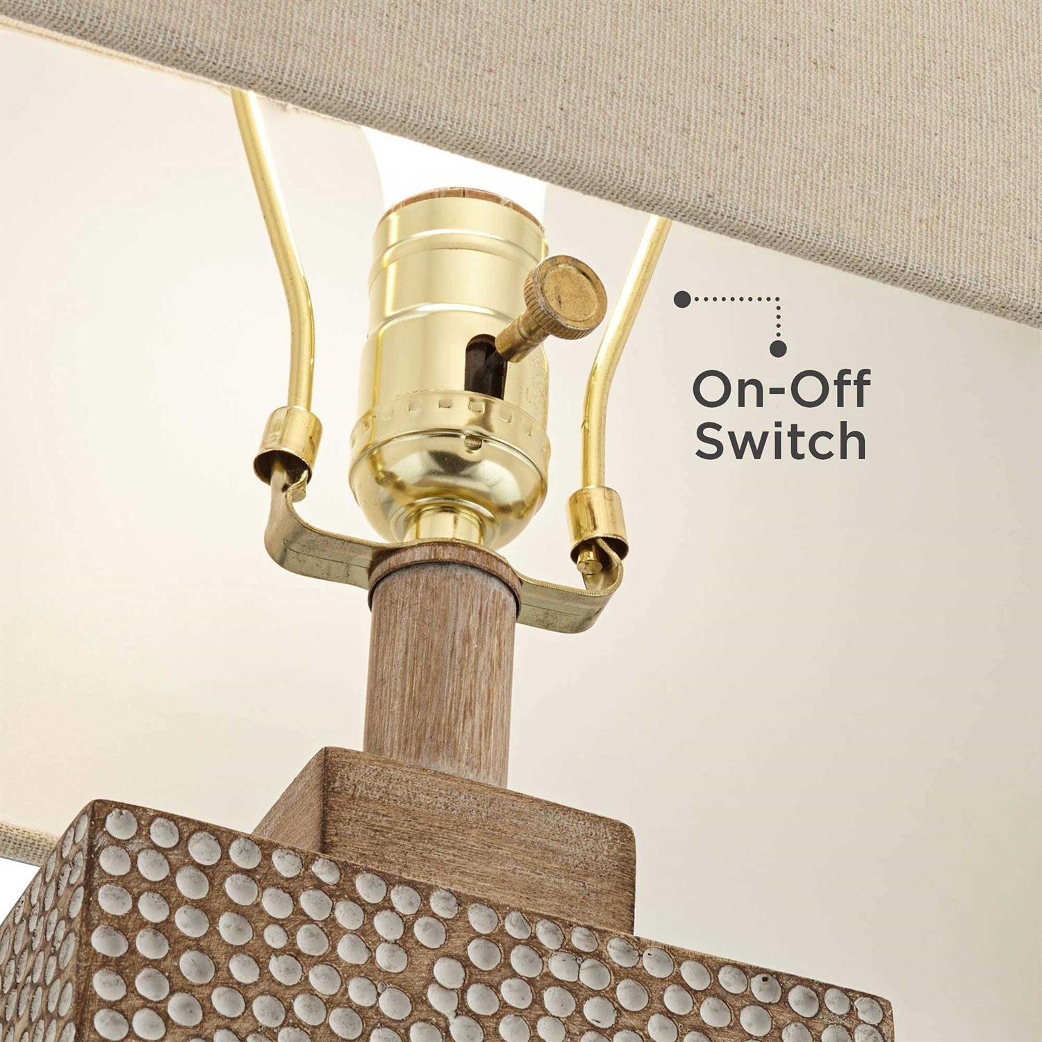 360 Lighting Caldwell Rustic Farmhouse Table Lamps 26 3/4 High Set of 2 Earth Tone Hammered Oatmeal Fabric Rectangular Shade for Bedroom Living Room - Image 5