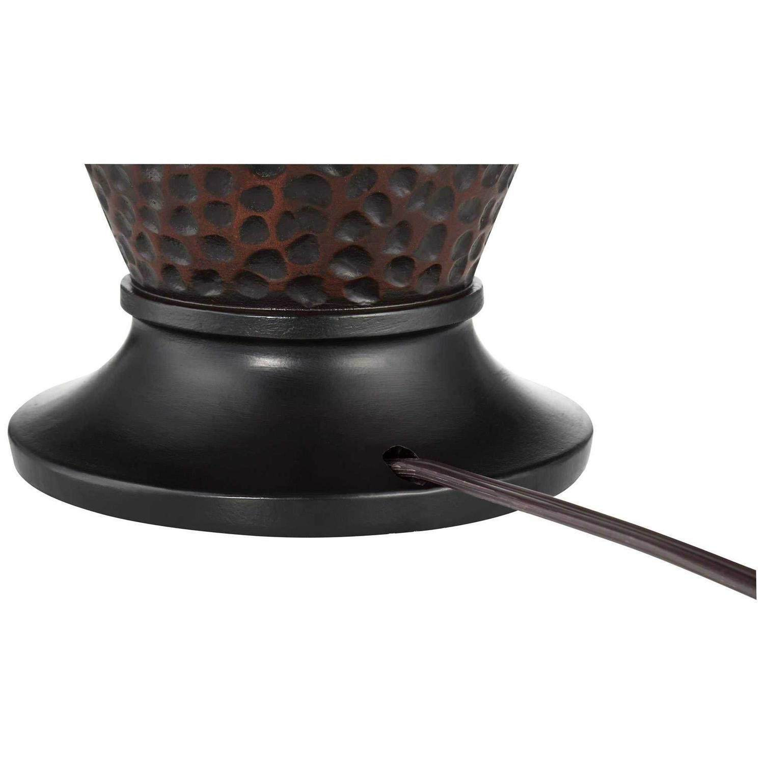 360 Lighting Cody Rustic Farmhouse Table Lamps 26 High Set of 2 Hammered Oiled Bronze Oatmeal Drum Shade for Bedroom Living Room - Image 5