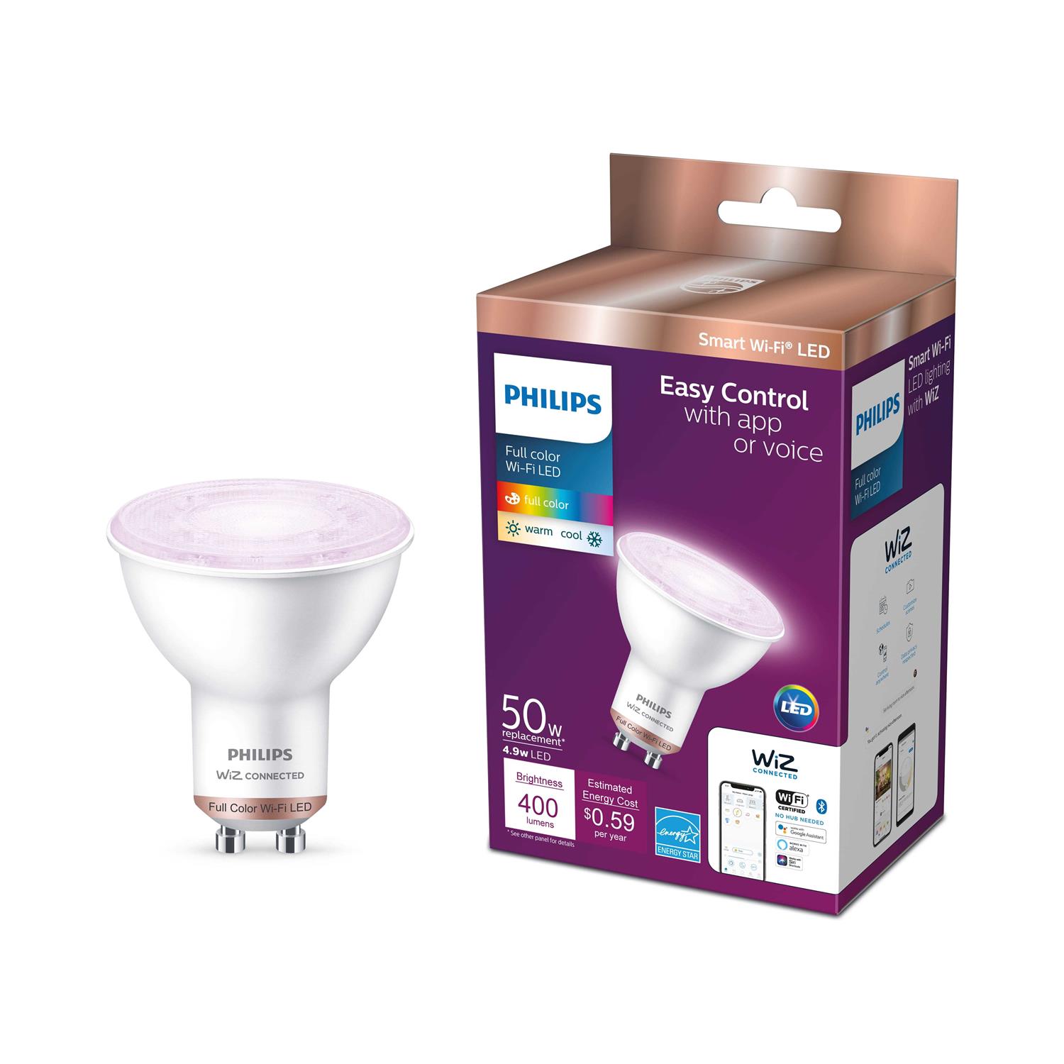 Philips Smart Wi-Fi Connected LED 50-Watt Gu10 Light Bulb