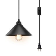 Plug in Pendant Light Industrial Hanging Light with Plug in Cord On/Off Switch