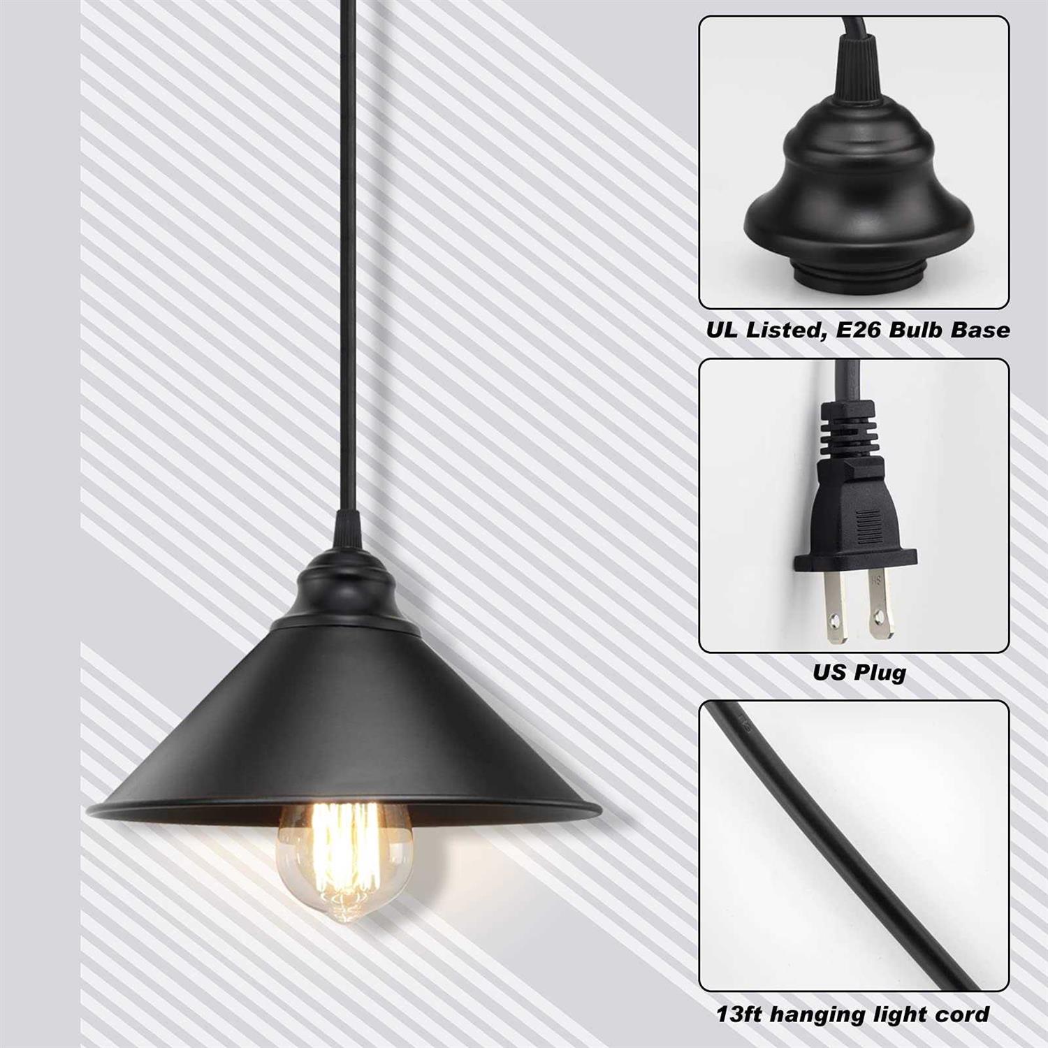 Plug in Pendant Light Industrial Hanging Light with Plug in Cord On/Off Switch - Image 5