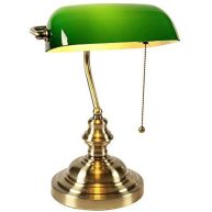 Newrays Glass Bankers Desk Lamp with Pull Chain Switch Plug in Fixture