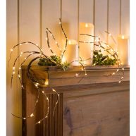 Plow & Hearth Indoor/Outdoor Birch Garland with 165 Micro LED Lights
