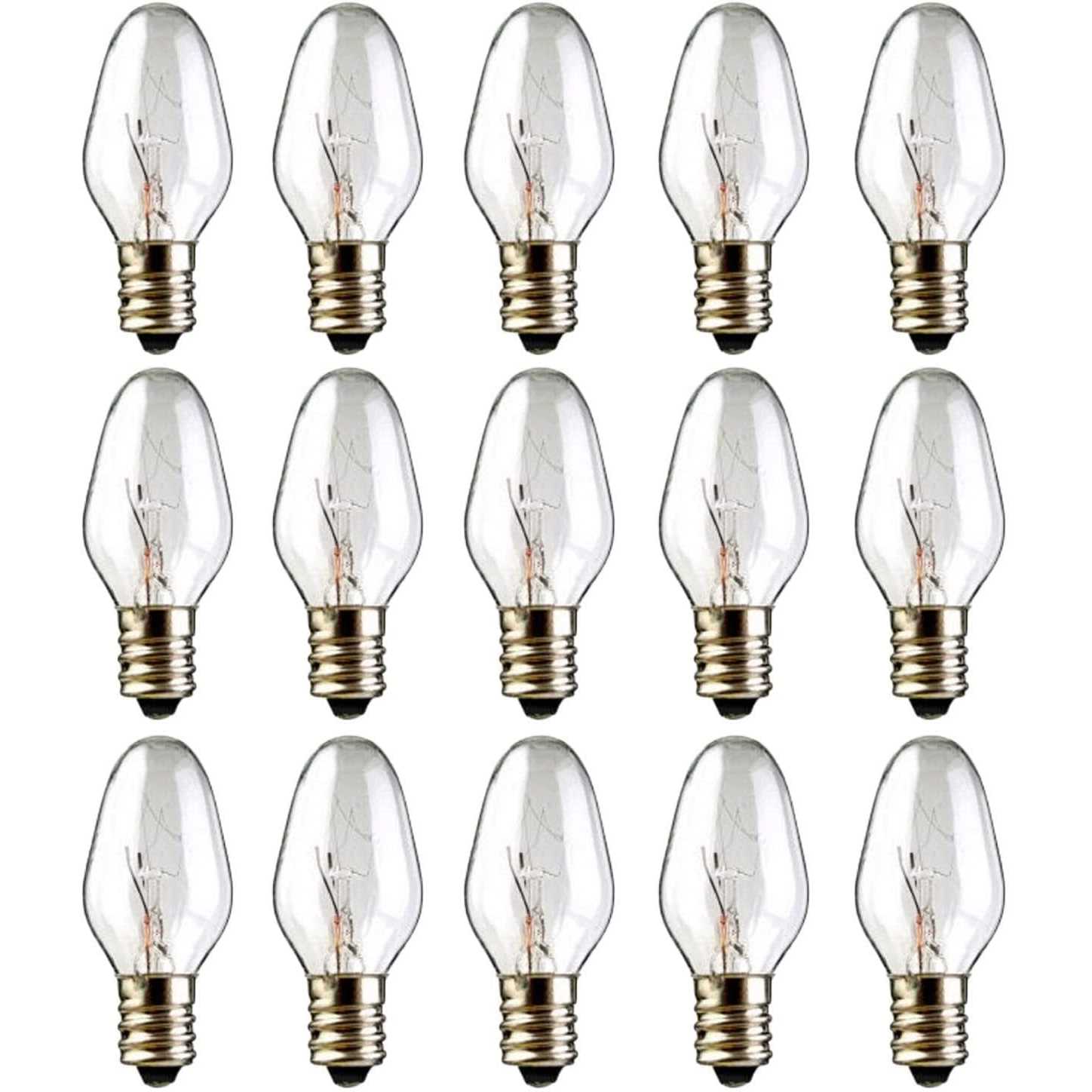 PaeorRorL Wax Warmer Bulbs,15 Watt C7 Replacement Bulbs for Plug-in Night Light,Himalayan Salt Lamp,Wax Diffuser,E12 Candelabra Base Light Bulbs for Scentsy