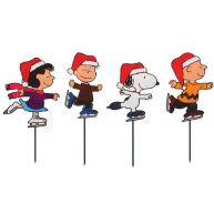 Northlight Seasonal Set of 4 Pre-Lit Snoopy and Peanuts Ice Skating Christmas Pathway Markers