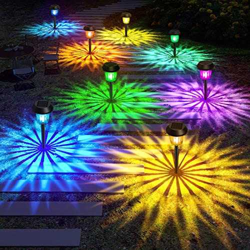 Aisutha Solar Pathway Lights Color Changing & Warm White Solar Lights Outdoor Waterproof