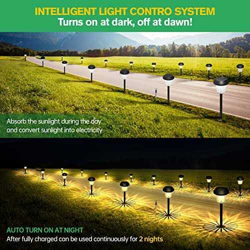 Aisutha Solar Pathway Lights Color Changing & Warm White Solar Lights Outdoor Waterproof - Image 4