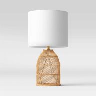 Opalhouse Rattan Diagonal Weave Table Lamp Tan
