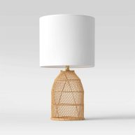 Opalhouse Rattan Diagonal Weave Table Lamp Tan