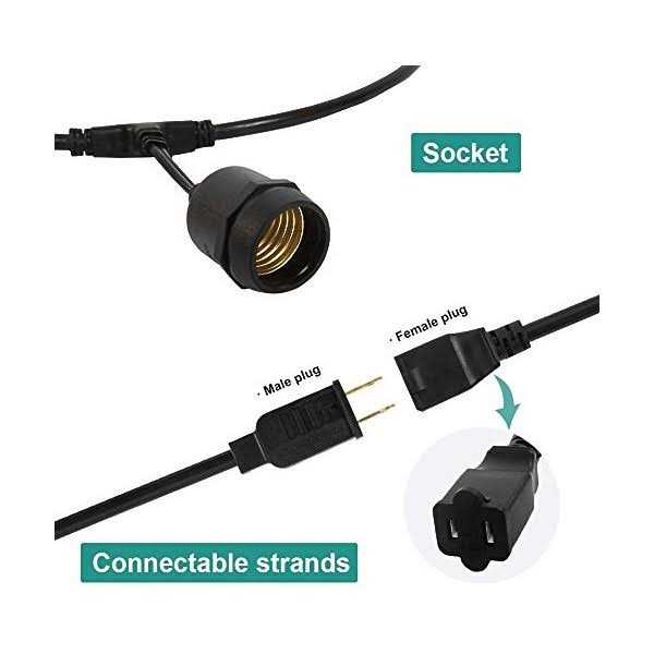 addlon Outdoor String Lights Commercial Grade Weatherproof Strand Edison Vintage Bulbs - Image 2