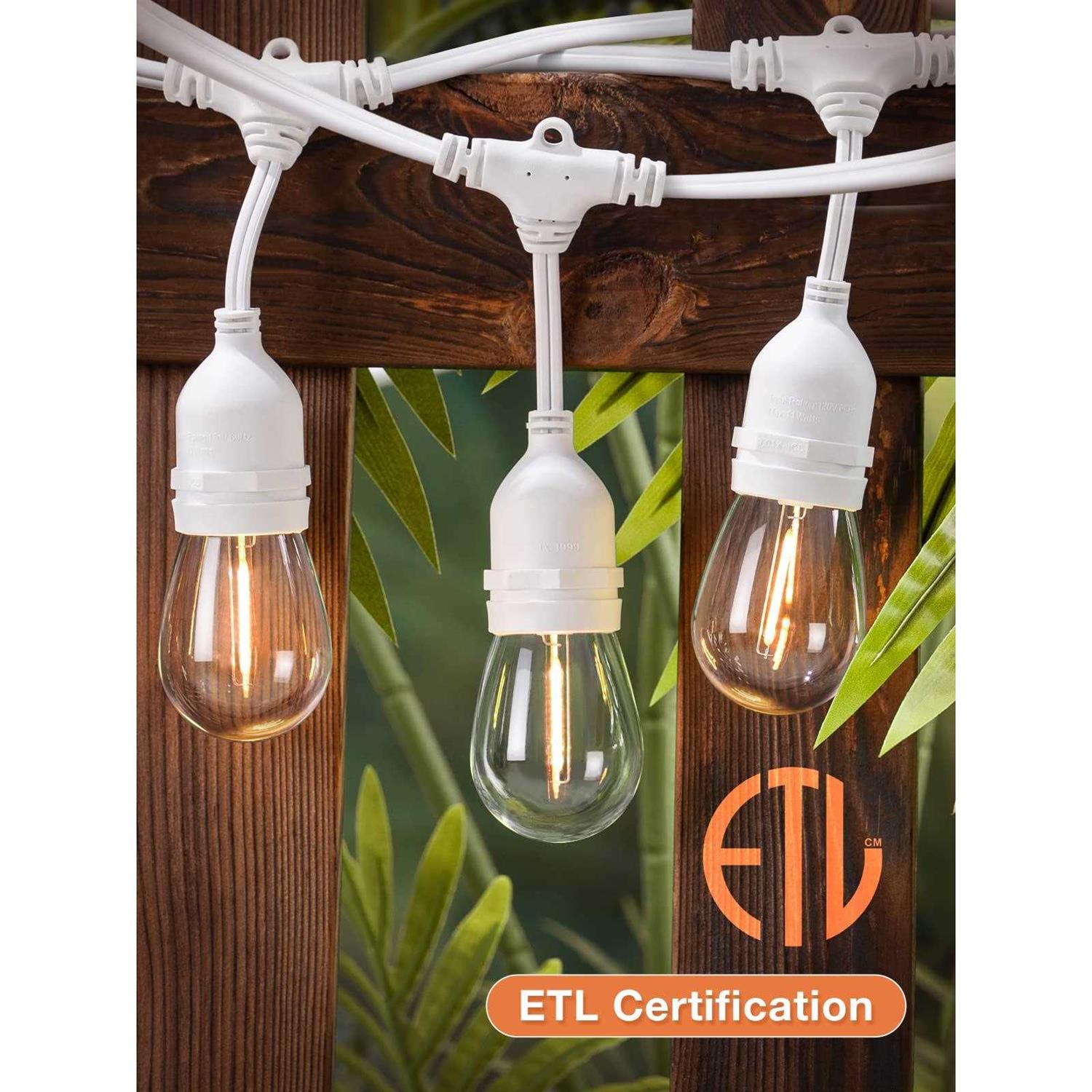 addlon Outdoor String Lights Commercial Grade Weatherproof Strand Edison Vintage Bulbs - Image 3