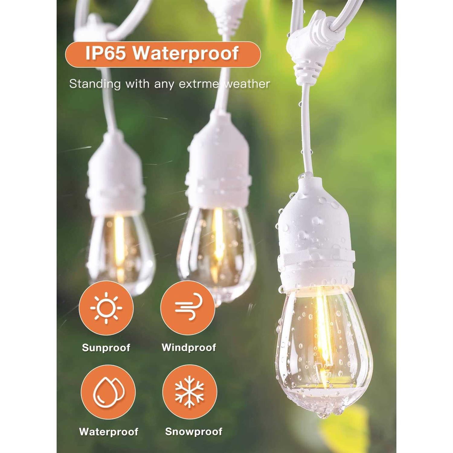 addlon Outdoor String Lights Commercial Grade Weatherproof Strand Edison Vintage Bulbs - Image 5