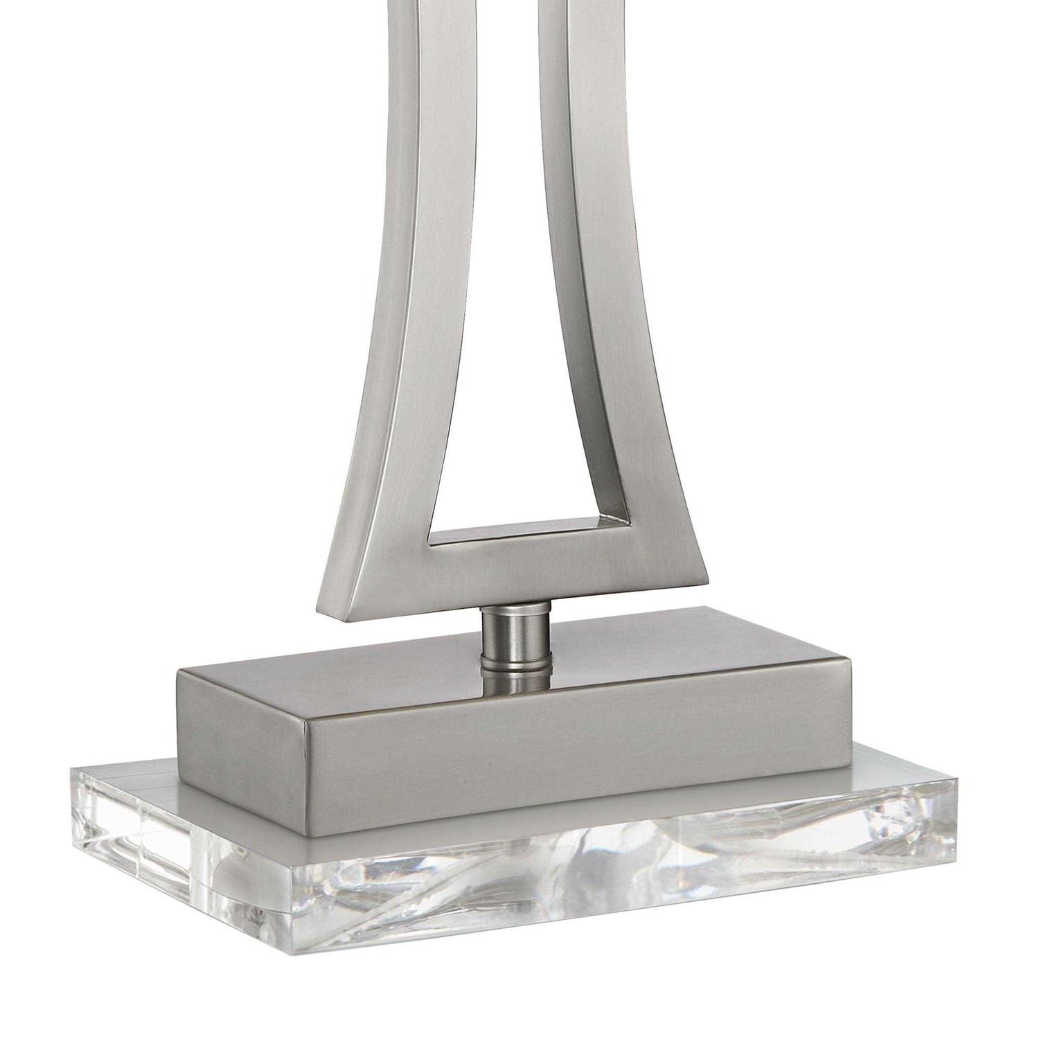 360 Lighting Roxie Modern Table Lamps 31 Tall Set of 2 Brushed Nickel Off White Fabric Rectangular Shade for Bedroom - Image 4