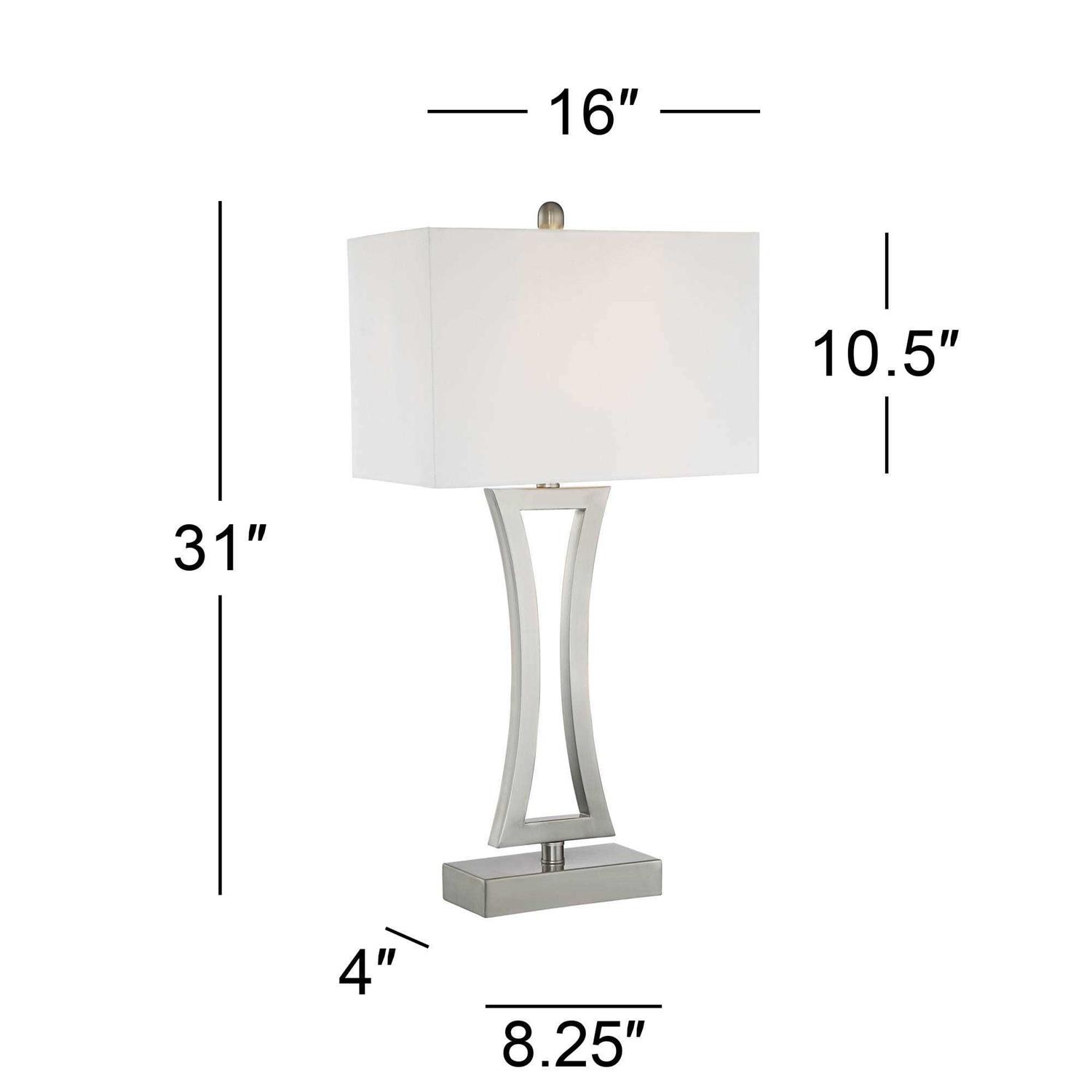 360 Lighting Roxie Modern Table Lamps 31 Tall Set of 2 Brushed Nickel Off White Fabric Rectangular Shade for Bedroom - Image 5
