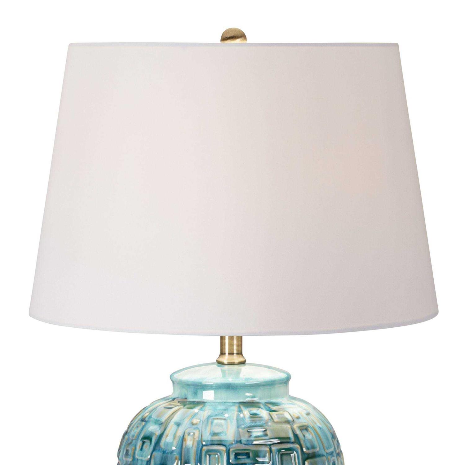 Possini Euro Design Asian Table 27 Tall Teal Ceramic Temple Jar White - Image 3