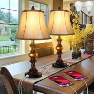 Nictiv 2 Pack Traditional Table Lamps,Touch Control 3-Way Dimmable Lamp Sets w/4 USB Charging Ports