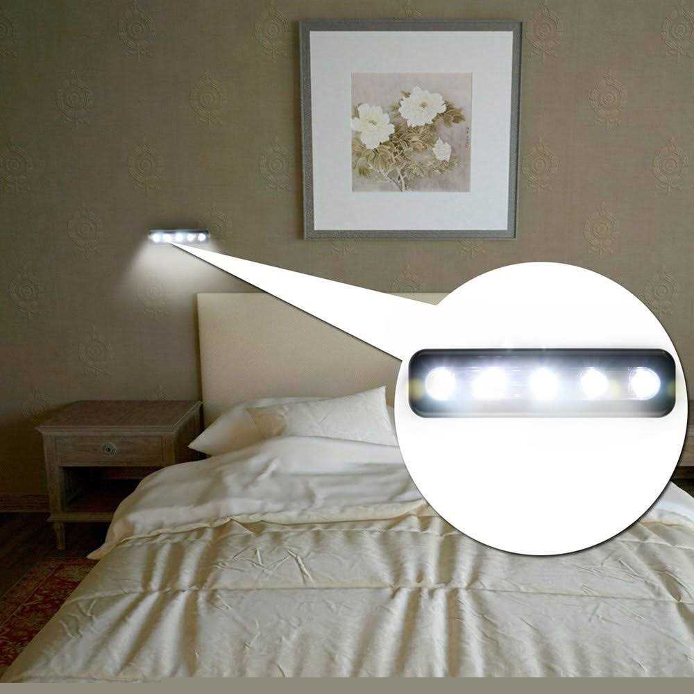 Pack of 4 Onerbuy Battery Powered LED Tap Light DIY Stick-on Anywhere 5-LED Tap Light Push Night Lamp for Closets - Image 2