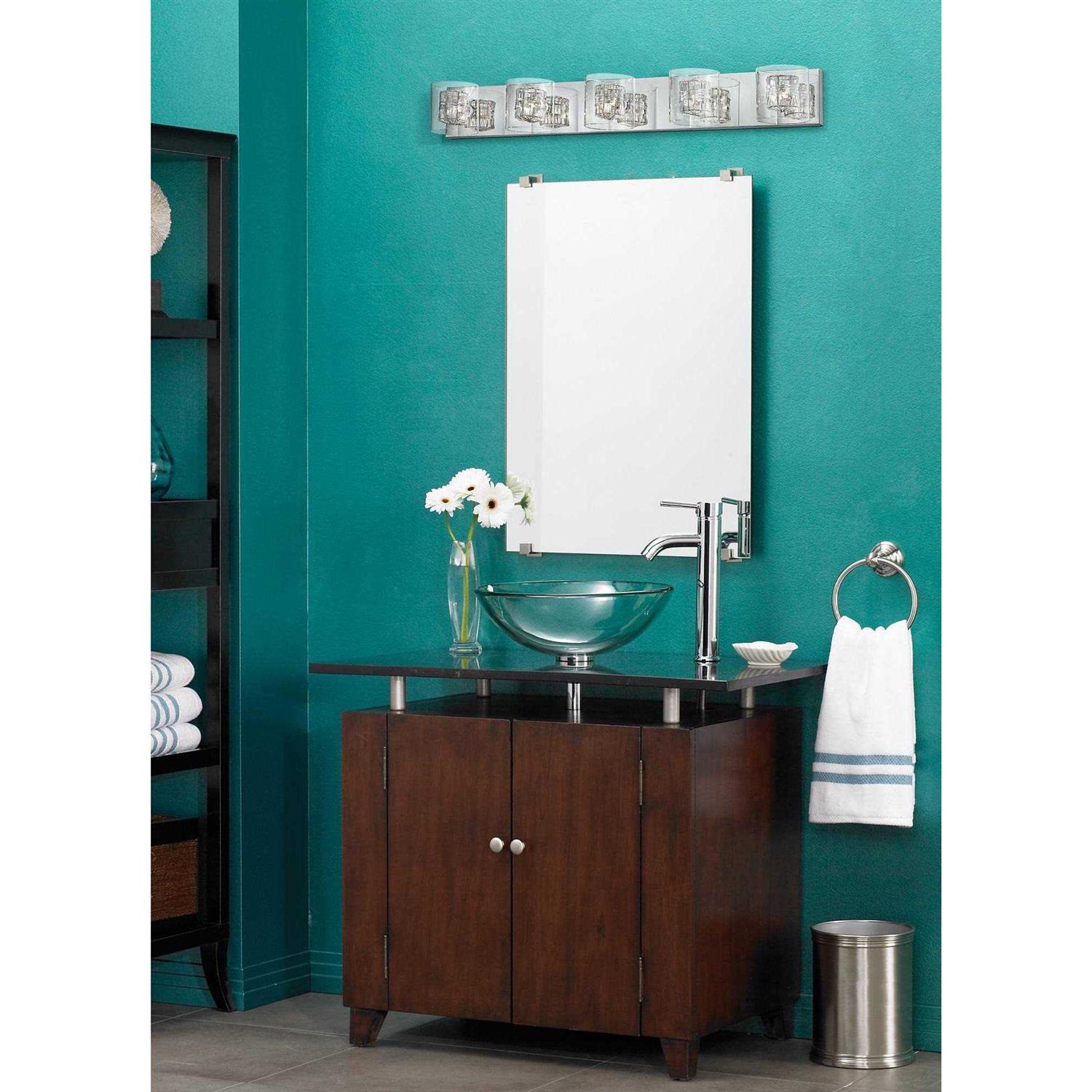 Possini Euro Design Modern Wall Mount Light Polished Chrome Silver Aluminum Wrapped Wire 39 Wide 5-Light Vanity Fixture Clear Borosilicate Glass - Image 5