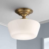 Regency Hill Schoolhouse Rustic Farmhouse Ceiling Light Semi Flush-Mount Fixture 12 Wide Soft