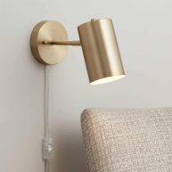 360 Lighting Carla Modern Wall Polished Brass Plug-in 5 Light Fixture Cylinder Down Shade for Bedroom Reading Living Room