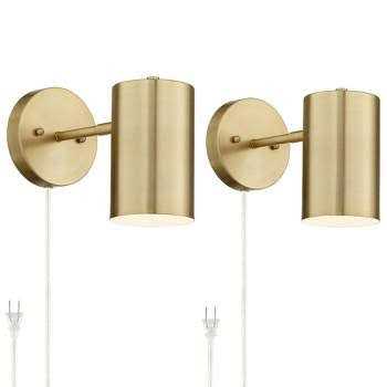 360 Lighting Carla Modern Wall Polished Brass Plug-in 5 Light Fixture Cylinder Down Shade for Bedroom Reading Living Room - Image 5
