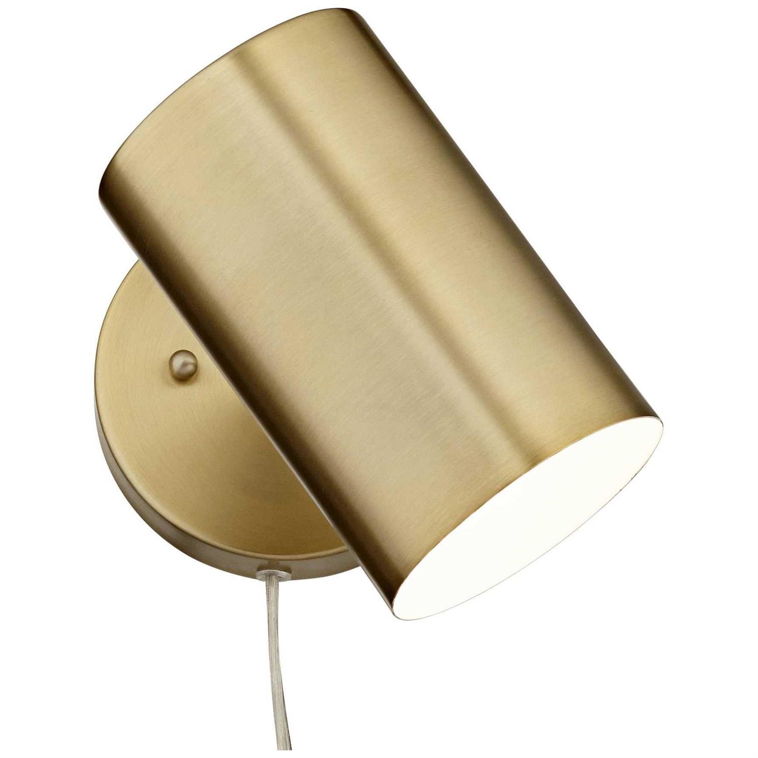 360 Lighting Carla Modern Wall Polished Brass Plug-in 5 Light Fixture Cylinder Down Shade for Bedroom Reading Living Room - Image 2