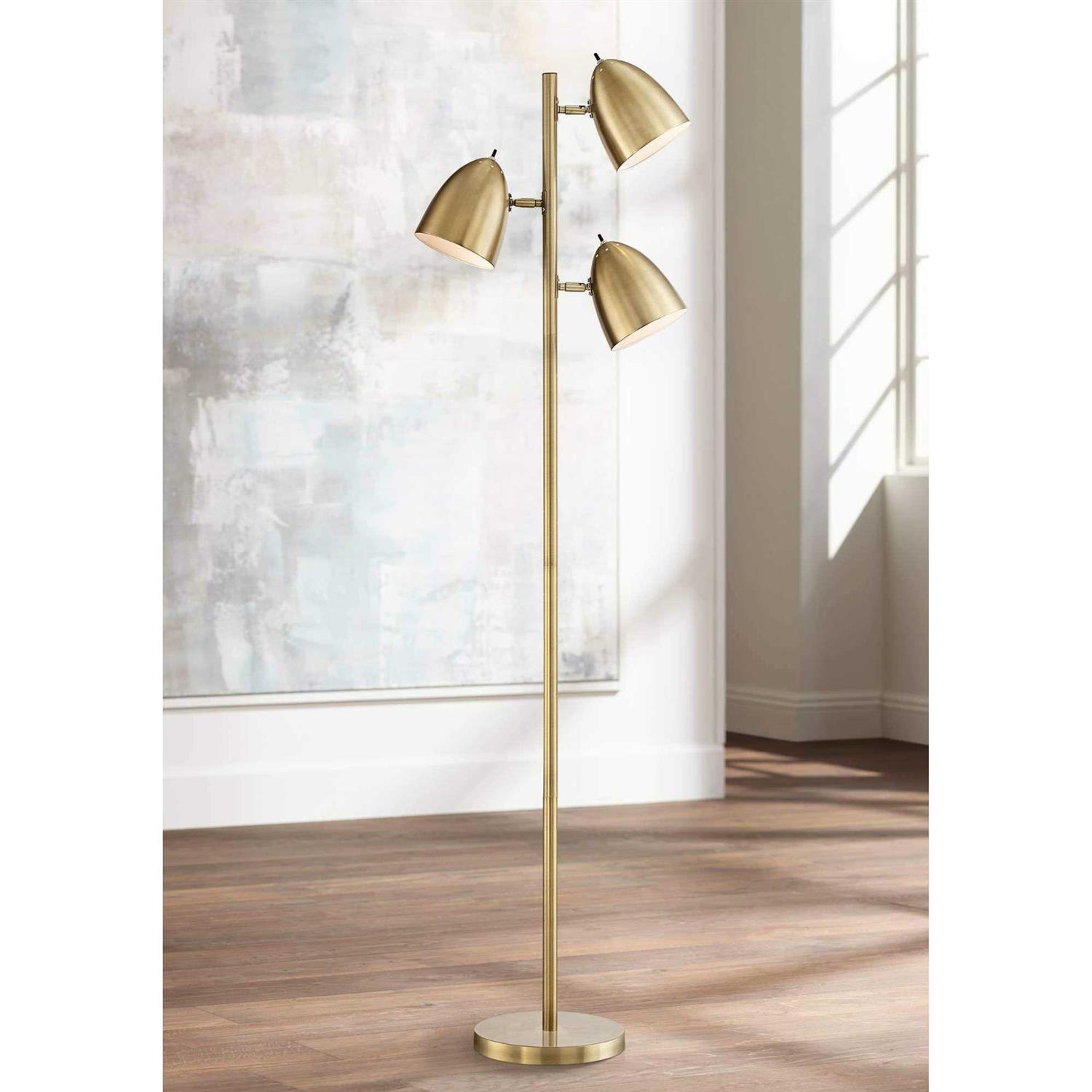 360 Lighting Aaron Aged Brass 3-Light Floor Lamp - Image 5