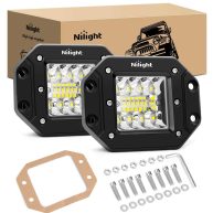 Nilight 2pcs 42W Flush Mount Led Light Pods Upgraded Spot Flood Combo Driving Light Led Work Light Backup Reverse Light Grill Mount Light