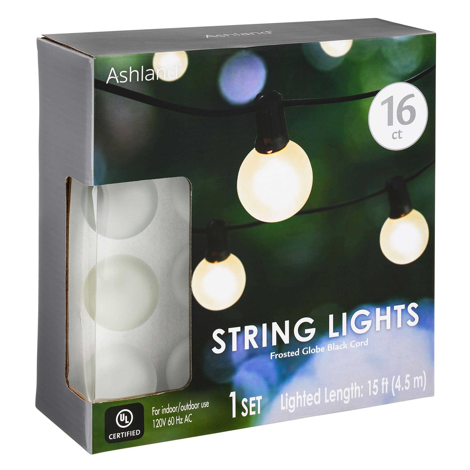 16ct. Frosted Globe String Lights by Ashland