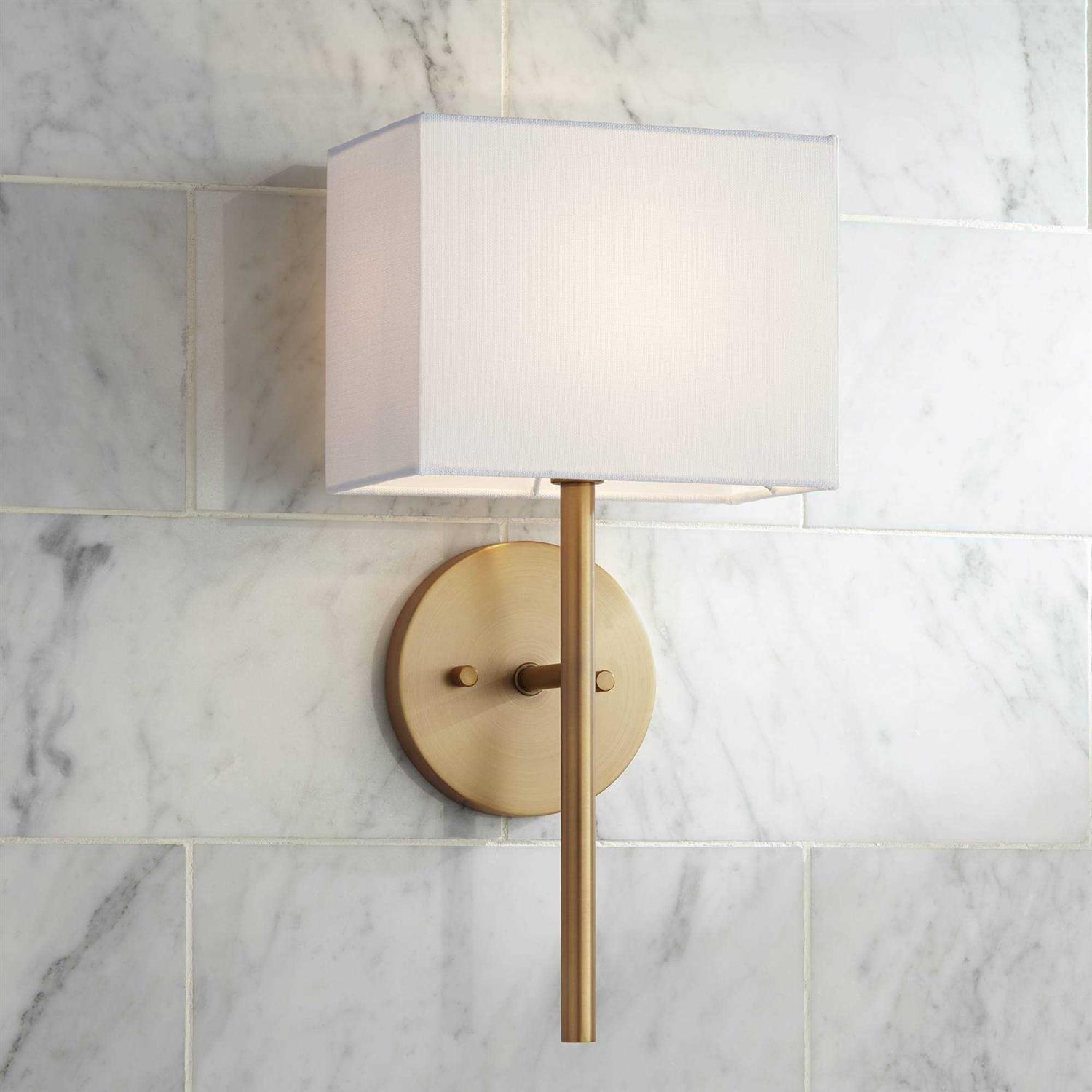 Possini Euro Design Favreau Modern Wall Light Sconce 8 Fixture Rectangular Linen Bedroom