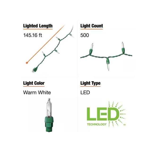500L Warm White Christmas Mini LED String Holiday Lights Home Accents Model # TY628-1715 - Image 4
