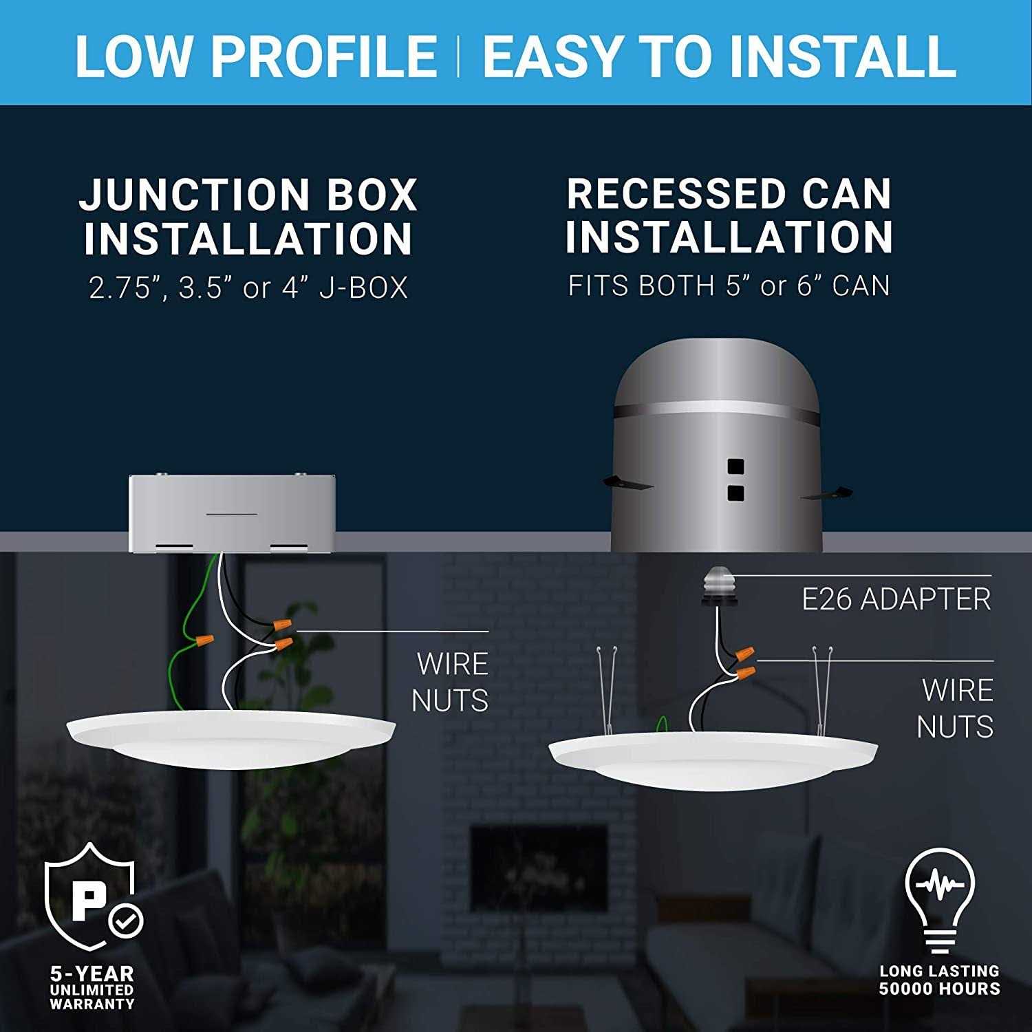 Parmida 5/6 Inch Dimmable LED Disk Light Surface Flush Mount 15W - Image 2