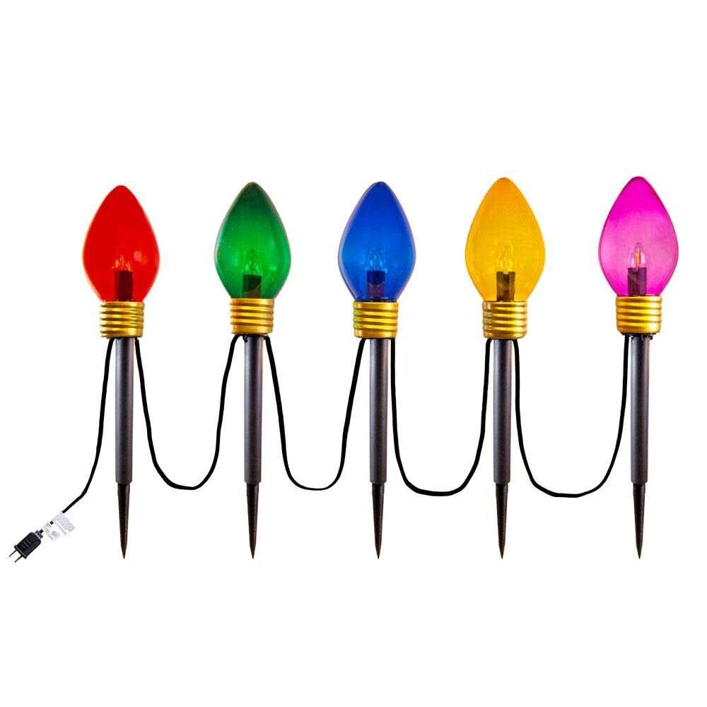Novelty Lights 5 Light Jumbo LED C7 Multi Color Pathway Light Set - Image 2