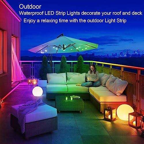 200ft Outdoor Led Strip Lights Waterproof 1 Roll,IP68 Outside Led Light Strips Waterproof with App and Remote,Music Sync RGB Exterior Led Rope - Image 2