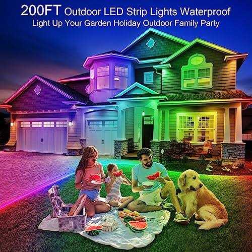 200ft Outdoor Led Strip Lights Waterproof 1 Roll,IP68 Outside Led Light Strips Waterproof with App and Remote,Music Sync RGB Exterior Led Rope - Image 3