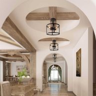 Raretta Modern Farmhouse 4-Light Semi-Flush Mount Black Drum Ceiling Light for Hallway