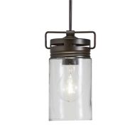 allen + roth Vallymede Aged Bronze Farmhouse Clear Glass Jar Mini Pendant Light B10049