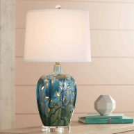360 Lighting Devan Vines Blue Ceramic Table Lamp