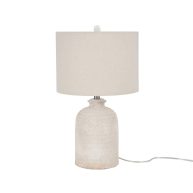 Nourison 24 White Terracotta Textured Farmhouse Table Lamp