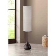 Possini Euro Design Mid Century Modern Floor Lamp 62 Tall Bronze Metal Droplet Off White Cream Cylinder Shade for Living Room Reading