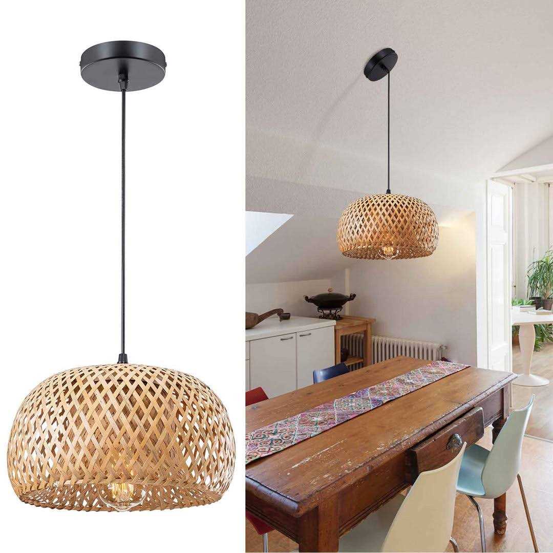 Pendant Light With Rattan Bamboo Shade Bay Isle Home - Image 3