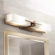 Possini Euro Design Midtown Modern Wall Light Burnished Brass Hardwire 23 1/2 2-Light Fixture White Glass Shade for Bedroom Bathroom Living Room