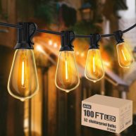Achin Outdoor String Lights Vintage String Lights Shatterproof ST38 Bulbs LED Dimmable Patio Lights