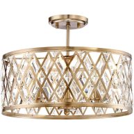 Possini Euro Design Tanz Modern Ceiling Light Semi Flush Mount Fixture 16 1/2 Wide Satin Brass 3-Light Clear Glass Crystal for Bedroom Kitchen House